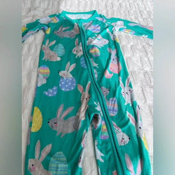 Little Sleepies Green Hoppy Days Zippy Pajamas Size 6-12M VGUC - Picture 5 of 7